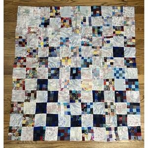 Quilt Top Starter Blanket Patchwork Sewn 44" x 40" Square Pattern Floral